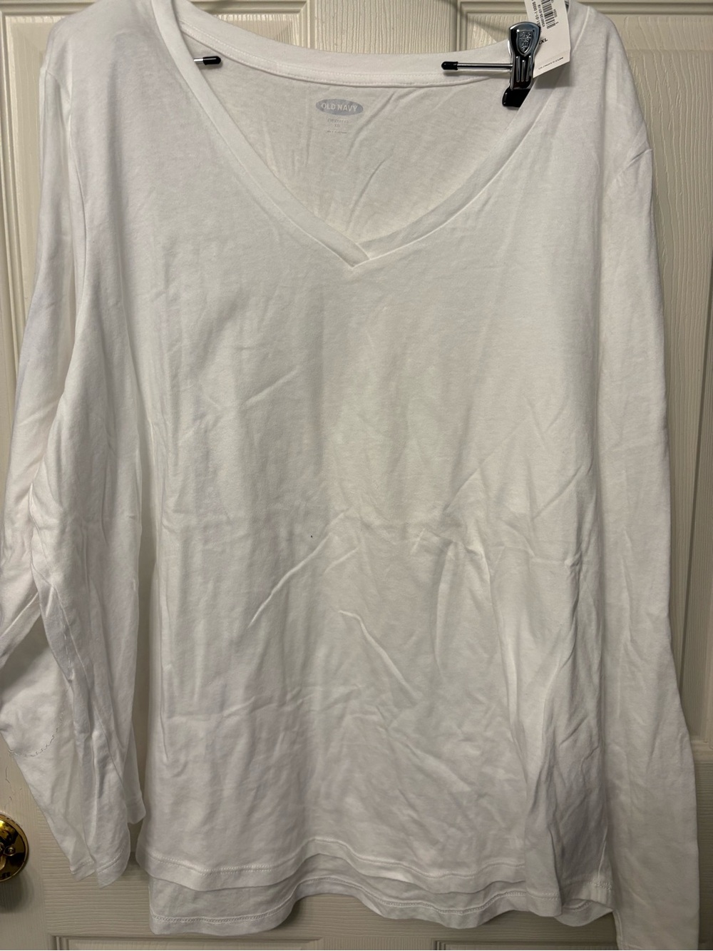 NWT Old Navy EveryWear V-Neck Tee Women Slub Knit Long Sleeve Top White XXL